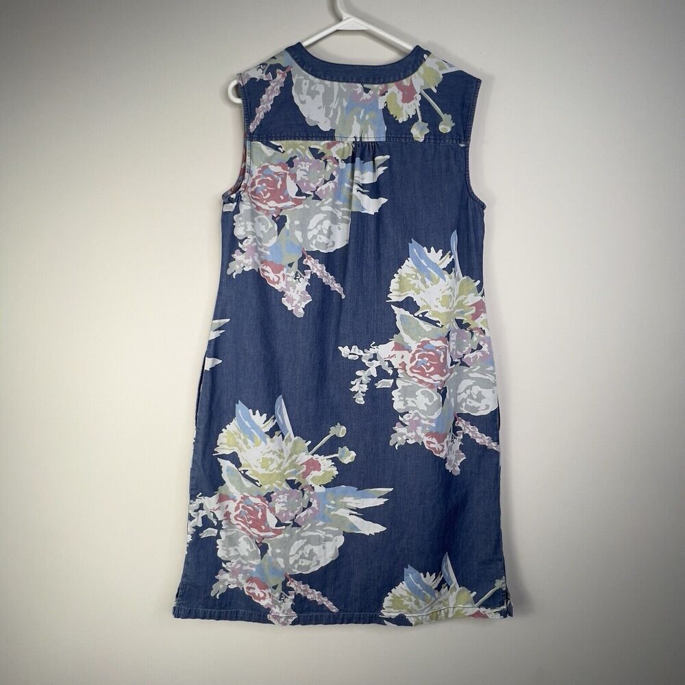 Denim & Co Stretch Denim Women’s Dress Floral Print A-Line Size S 90s Sleeveless - Picture 3 of 8